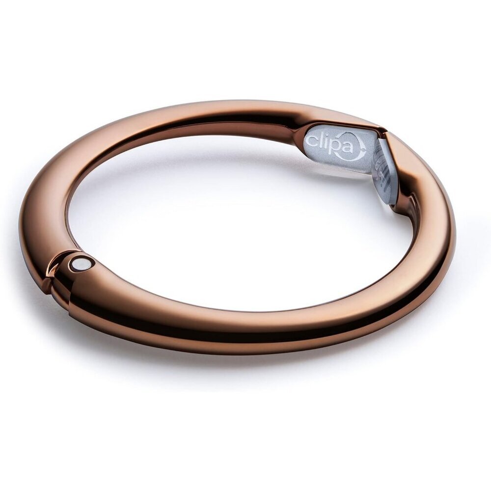 Women Bag Hanger Ring That Opens Into a Hook Close Automatically Polished Copper - Picture 2 of 9